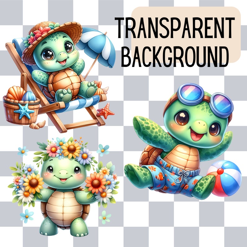 Enhance your summer projects with Baby Turtle Clipart, offering cute watercolor turtle PNG designs. Ideal for beach and under the sea themes, these charming sea turtle cliparts are perfect for commercial use.