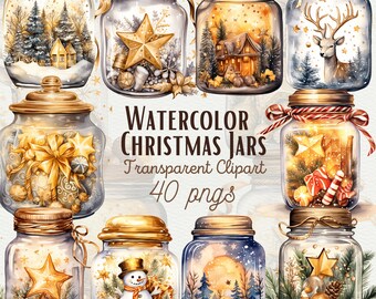 Watercolor Mason Jar Clipart Set - Rustic Floral Digital Art for Crafts
