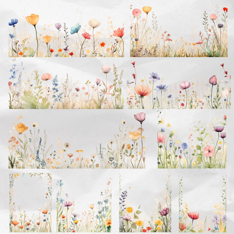 Elevate your designs with Watercolor Floral Borders PNG – a captivating wild flowers clipart collection in PNG format. Embrace the enchantment of wild floral frames for a touch of botanical beauty