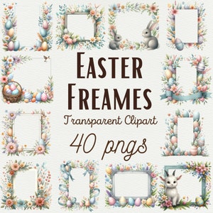 Aquarell Osterrahmen Clipart, Florale Rahmen, Clipart, Floral Ostern PNG, Frühling Rahmen, Osterhase Rahmen PNG, Kommerzielle Nutzung
