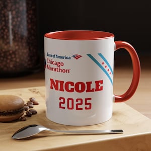 Personalized Chicago Marathon Coffee Mug - Custom Name Runner Gift, Marathoner Present, 11oz Cup, 15oz Drinkware, Runner&#39;s Mug, Marathon