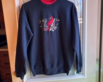 Vintage Cardinal Bird Mock Neck Sweatshirt – Country Store – Medium – 1990s / Early 2000s