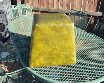 1970s Vintage Avocado Green Vinyl Ottoman Footstool Mid Century Modern