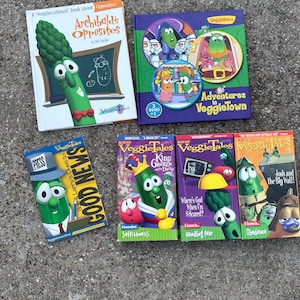 VeggieTales Books & VHS Collection 1990s–Early 2000s Christian Kids Media Lot