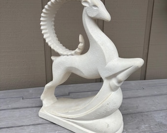Mid-century Haeger Leaping Gazelle Textured Ceramic Figurine Statue 19”