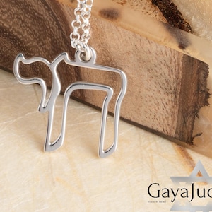 Colar Chai Masculino - Joia Judaica Banhada em Prata Esterlina ou Ouro 24K - Presente Judaico de Israel - Presente Hebraico para Apoiar Israel.