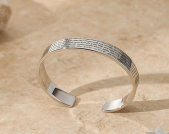 Gepersonaliseerde Eshet Chail Hebreeuwse armband – sterlingzilveren judaica-manchet