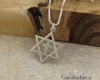 Cross Star of David Necklace – Sterling Silver or Gold Plated – Handmade Judaica Gift from Israel