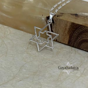 Large Star of David Symbol Necklace – Sterling Silver or Gold Plated – Handmade Judaica Gift from Israel