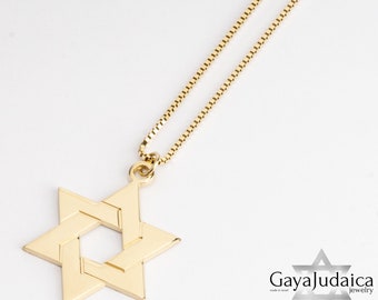 14K Gold Jüdischer Davidstern Anhänger Halskette - Sinnvolles Jüdisches Schmuck Geschenk-Personalisiertes Jüdisches Magen David Geschenk - Israelischer Schmuck