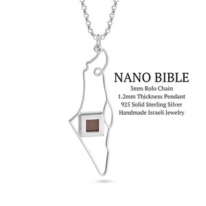 Nano Bible Jewelry • Israel Map Necklace • 925 Sterling Silver, 24K Gold Plated  • Jewish Bar Mitzvah Gift for Son