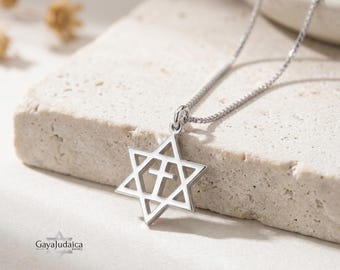 Sterling Silver Cross Star of David Necklace: Handmade Judaica Gift