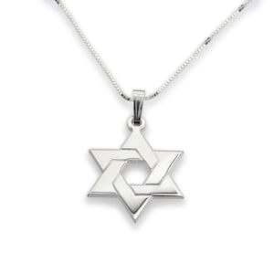 Star of David Necklace in 925 Sterling Silver or 24K Gold Plated - Magen David Pendant for Men & Women Jewish Jewelry - Judaica Israeli Gift