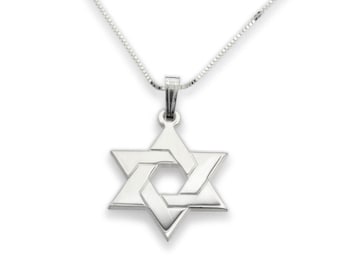 Star of David Necklace in 925 Sterling Silver or 24K Gold Plated - Magen David Pendant for Men & Women Jewish Jewelry - Judaica Israeli Gift