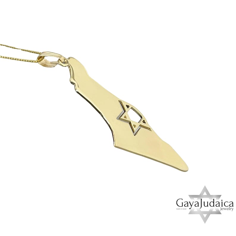 Engraved Israel Map Necklace 14K - Il Rgc4 