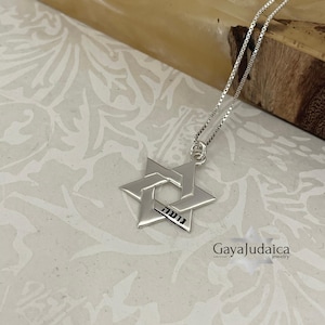 Sterling Silver Star of David Necklace with Personalized Hebrew Name – 24K Gold Plated Jewish Pendant – Handmade Judaica Gift from Israel