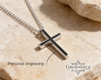 Cross Necklace Pendant: Personalized Engraved Stainless Steel