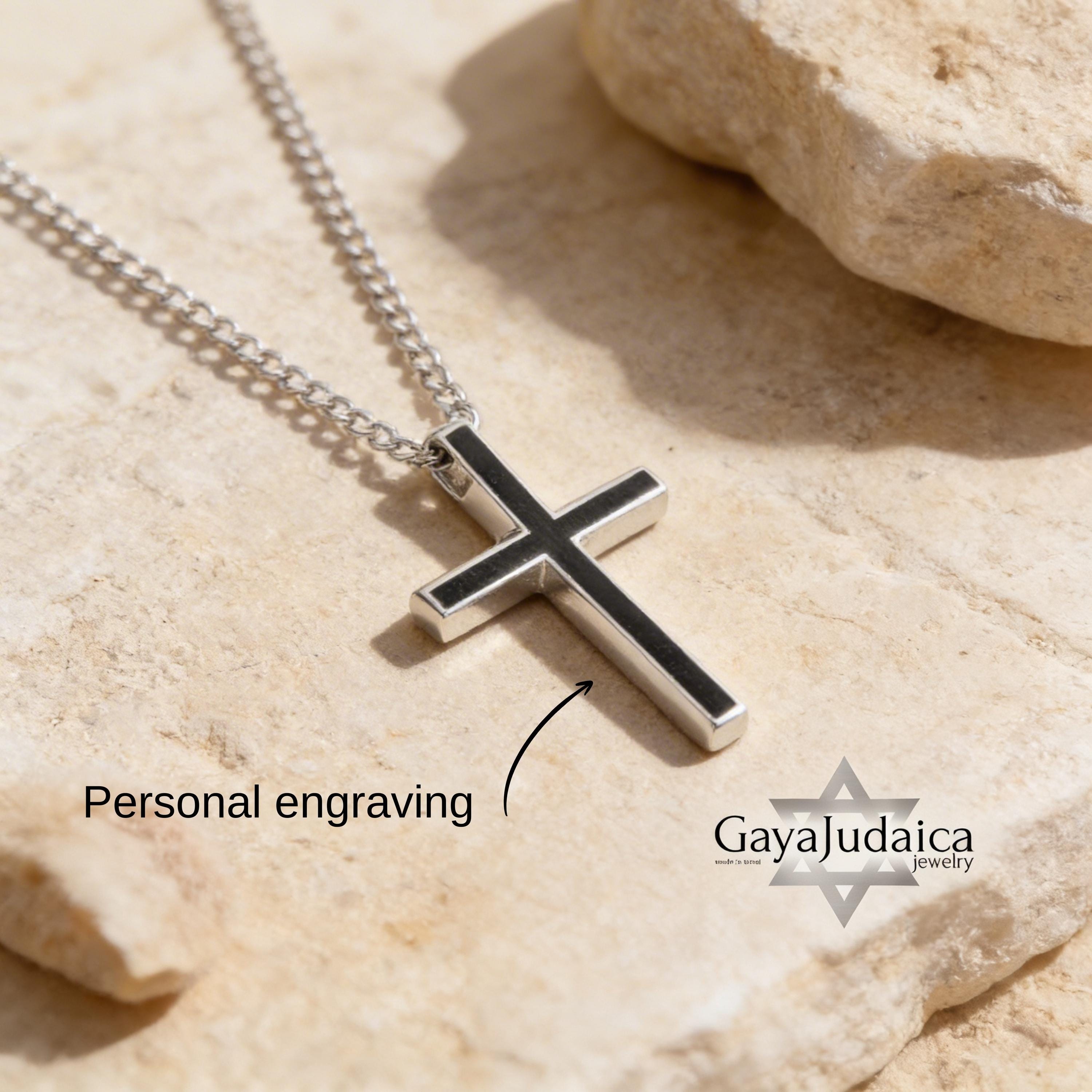 Cross Necklace Pendant: Personalized Engraved Stainless Steel