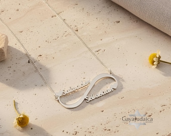 Custom Infinity Name Necklace, Sterling Silver Jewish Gift, Handmade-Mother's Day