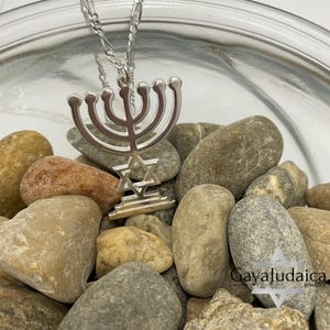 Magen David Menorah Figaro Necklace Sterling Silver - Star of David Israeli Jewelry for Men - Jewish Gift for Son Bar Mitzvah Judaica