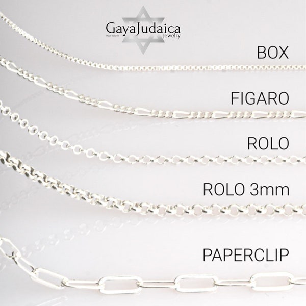 925 Sterling Silver Chain Only - 24K Gold Plated Option - Handmade Israeli Jewelry for Men or Women
