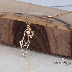 Collier carte d'Israël avec breloque étoile de David - Cadeau juif pour elle et lui