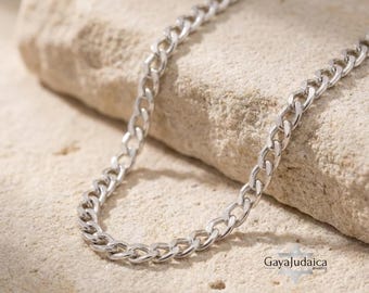 Men's Stainless Steel Cuban Link Chain Necklace – Durable Silver, Minimalist Style