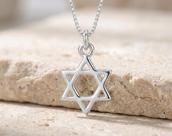 Mini colgante de la Estrella de David: collar de plata de ley con la Estrella de David, joyería judía.