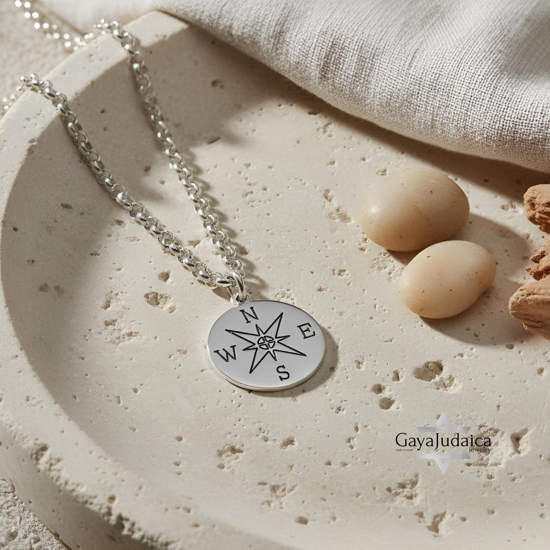 Silver Engravable Compass Engraved Sterling Silver Compass Necklace – Personalized Travel Gift - Etsy