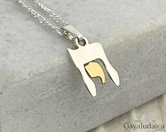 Two Tone Chai Necklace 925 Sterling Silver and 24K Gold Plated - Judaica Jewelry - Hebrew Letters - Customized Jewish Gift from Israel