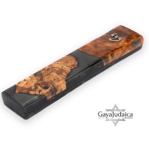 Handmade Olive Wood Mezuzah with Epoxy - Judaica Religious Gift- Judaica from Israel- unique mezuzah