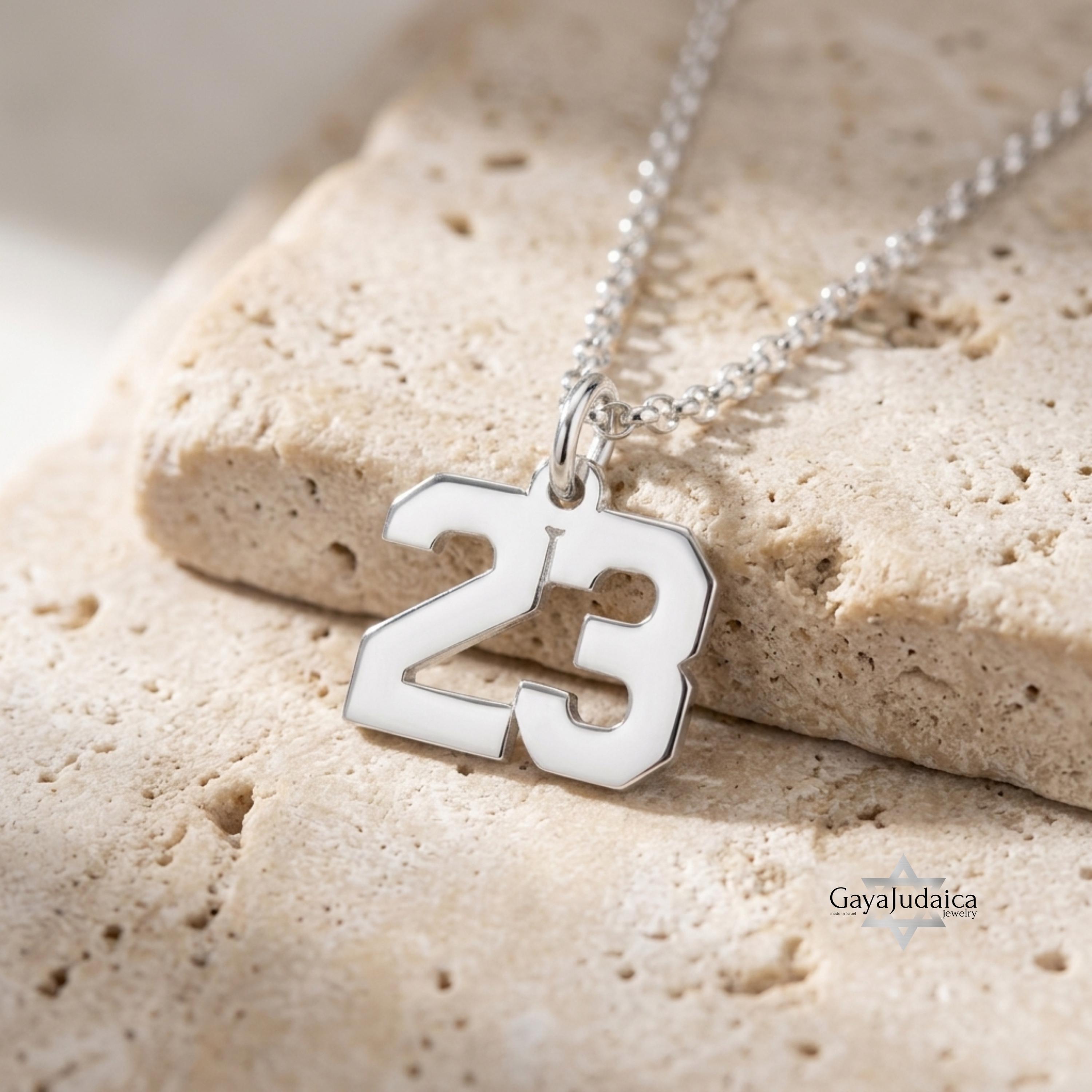 Custom Number Necklace, Sterling Silver Pendant, Gold or Rose Plated ...