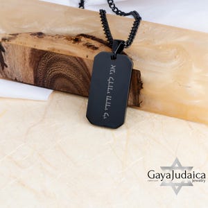 Collar de ónix negro personalizado para hombre: colgante con placa de identificación grabada con láser y cadena de eslabones negros: regalo de Navidad perfecto para papá