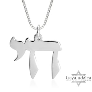 Colar Chai judaico em letras hebraicas para homens - Joias judaicas banhadas a prata esterlina ou ouro 24K - Presente judaico de Israel