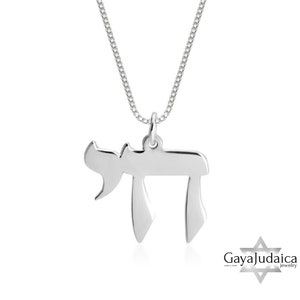 Collar Chai para hombre - Joyería judía en plata esterlina o chapada en oro de 24 quilates - Regalo judaico de Israel - Regalo hebreo para apoyar a ISRAEL JERUSALÉN