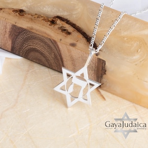 Star of David Necklace with Hebrew Letter & Figaro Chain - 925 Sterling Silver Custom Made Jewelry - Judaica Israeli Gift Idea