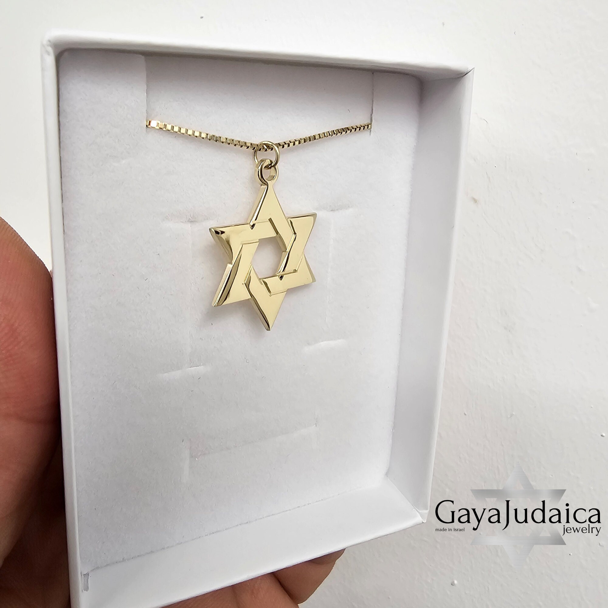 Collana con ciondolo vintage a forma di stella di David: ciondolo ebraico riempito d'oro - Italia