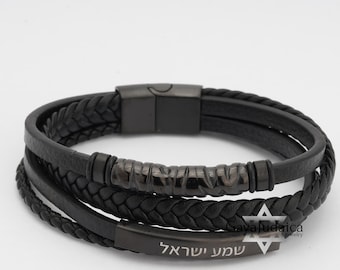 Personalized Men’s Leather Bracelet – Custom Engraved Braided Leather Cuff – Gift for Him –  Father’s Day Men’s Jewelry