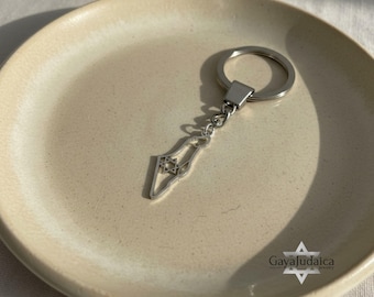 Sterling Silber Israel Map Schlüsselanhänger -stein-Judaica Schmuck