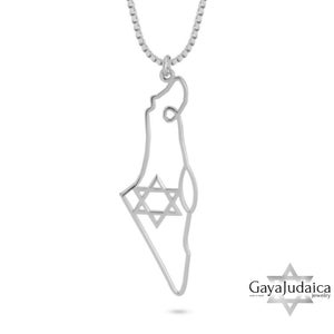 Collier carte d'Israël avec symbole étoile de David - Soutenez la boutique israélienne - Idée cadeau pour Hanoucca - Bijoux juifs pour homme ou femme