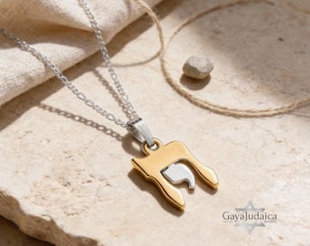 Two-Tone Chai Necklace: Sterling Silver & Gold, Jewish Symbol