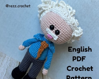 Patrón de muñeco de crochet Albert Einstein: Genio Científico Amigurumi (Patrón PDF)