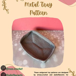 CROCHET PDF PATTERN: Surgical Metal tray Amigurumi tool pretend toy by rezz.crochet Plush stuffed scientific instrument project English file