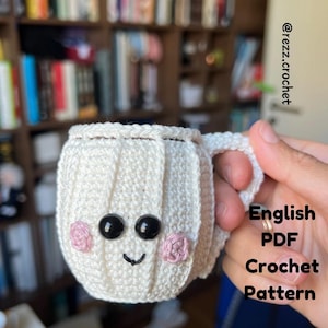 CROCHET PDF PATTERN: Black Coffee Mug amigurumi cup pattern toy by @rezz.crochet Cute Kawaii Stuffed Cup Plush for Coffee Lovers Gift Makers