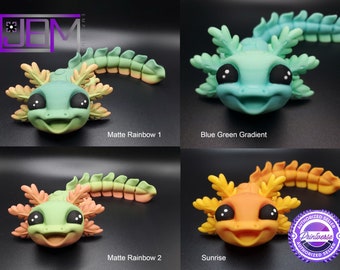 READY TO SHIP 7.5" Adorable Baby Axolotl 3D Printed Flexi Fidget Toy