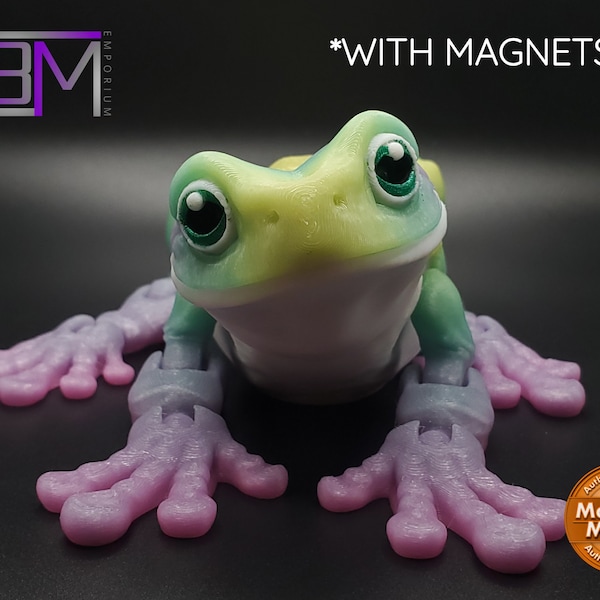 Dual Color White's Tree Frog WITH MAGNETS 3D Printed Articulated Fidget Toy