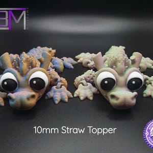 Mini Dragon STRAW TOPPER 3D Printed Fidget Toy for 10mm straws (Fits 30oz and 40oz Stanley Tumbler Straws)