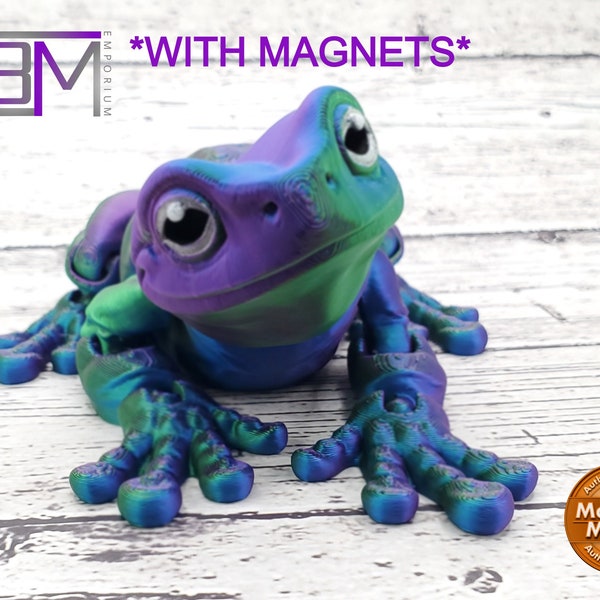 Single Color White's Tree Frog WITH MAGNETS 3D Printed Articulated Fidget Toy