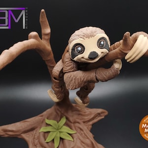 3 Toed Sloth and/or Tree Stand 3D Printed Articulated Fidget Toy