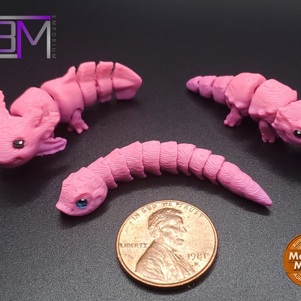 MICRO Axolotl, Bearded Dragon, or Hognose Snake 3D Printed Articulated Fidget Toy